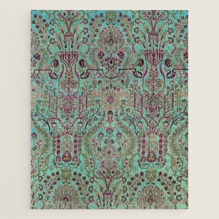 Persian Kirman Rug Floral Pattern Cute Abstract Flowers Jigsaw Puzzle Gallery Image 1