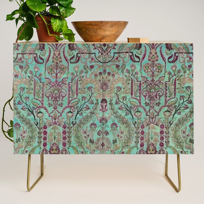 Persian Kirman Rug Floral Pattern Cute Abstract Flowers Credenza Gallery Image 1