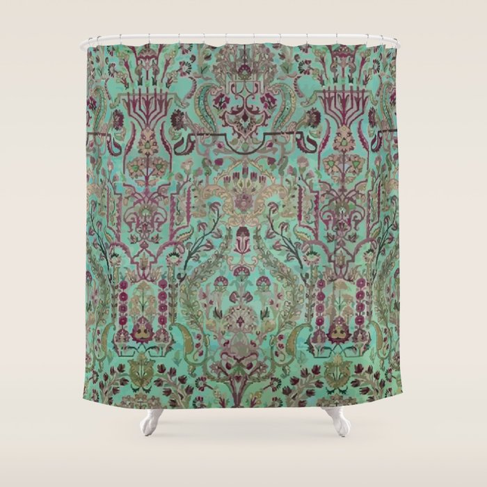 Persian Kirman Rug Floral Pattern Cute Abstract Flowers Shower Curtain Gallery Image 1