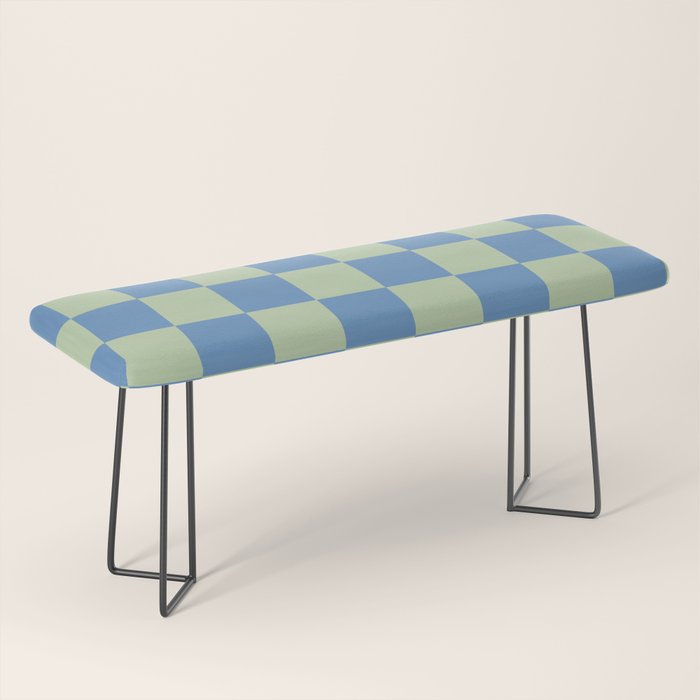 Blue and Light Green Checkerboard Pattern Bench Gallery Image 1