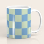 Blue and Light Green Checkerboard Pattern Coffee Mug Gallery Image 1