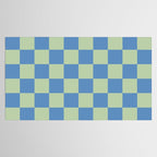 Blue and Light Green Checkerboard Pattern Tablecloth Gallery Image 2