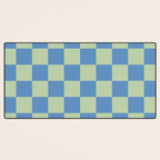 Blue and Light Green Checkerboard Pattern Desk Mat Gallery Image 3