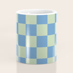 Blue and Light Green Checkerboard Pattern Coffee Mug Gallery Image 4