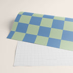 Blue and Light Green Checkerboard Pattern Wrapping Paper Gallery Image 2