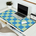 Blue and Light Green Checkerboard Pattern Desk Mat Gallery Image 2