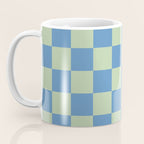 Blue and Light Green Checkerboard Pattern Coffee Mug Gallery Image 3