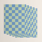 Blue and Light Green Checkerboard Pattern Wrapping Paper Gallery Image 3