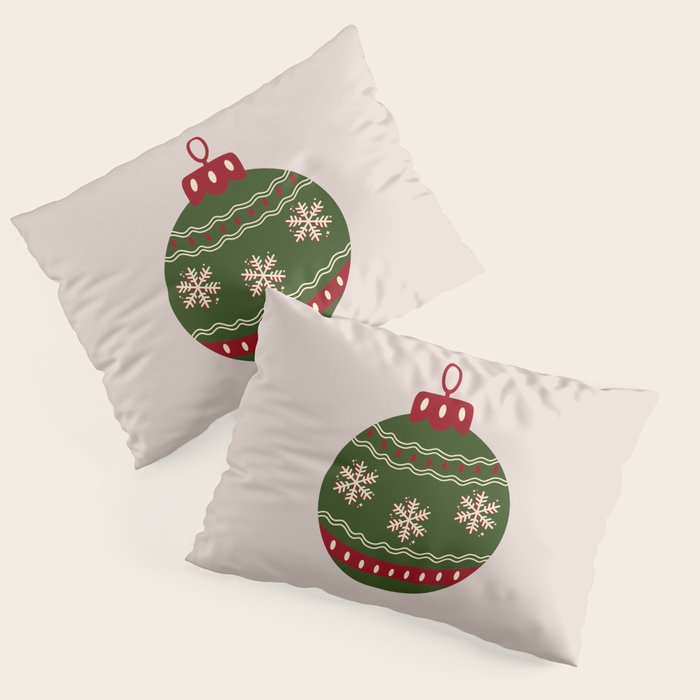 Christmas Bauble Green And Red Pillow Sham Gallery Image 3