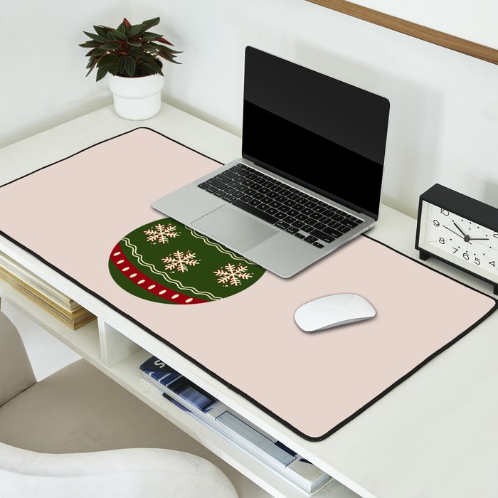Christmas Bauble Green And Red Desk Mat Gallery Image 2