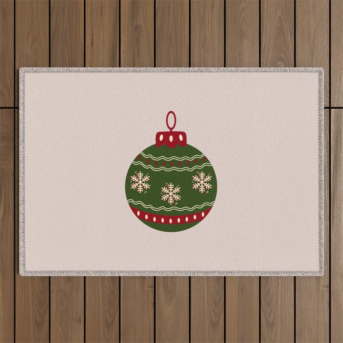 Christmas Bauble Green And Red Outdoor Rug Gallery Image 1