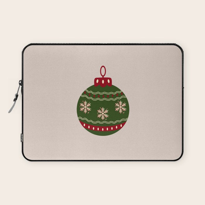 Christmas Bauble Green And Red Laptop Sleeve Gallery Image 1