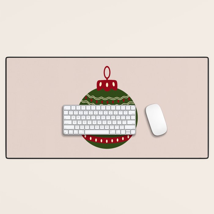 Christmas Bauble Green And Red Desk Mat Gallery Image 1