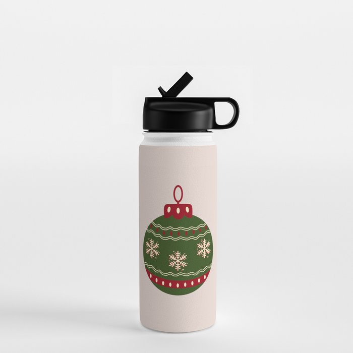 Christmas Bauble Green And Red Water Bottle Gallery Image 1