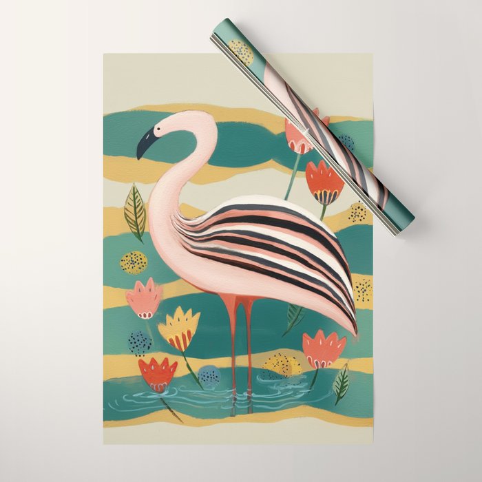 Pink Flamingo Wrapping Paper Gallery Image 1