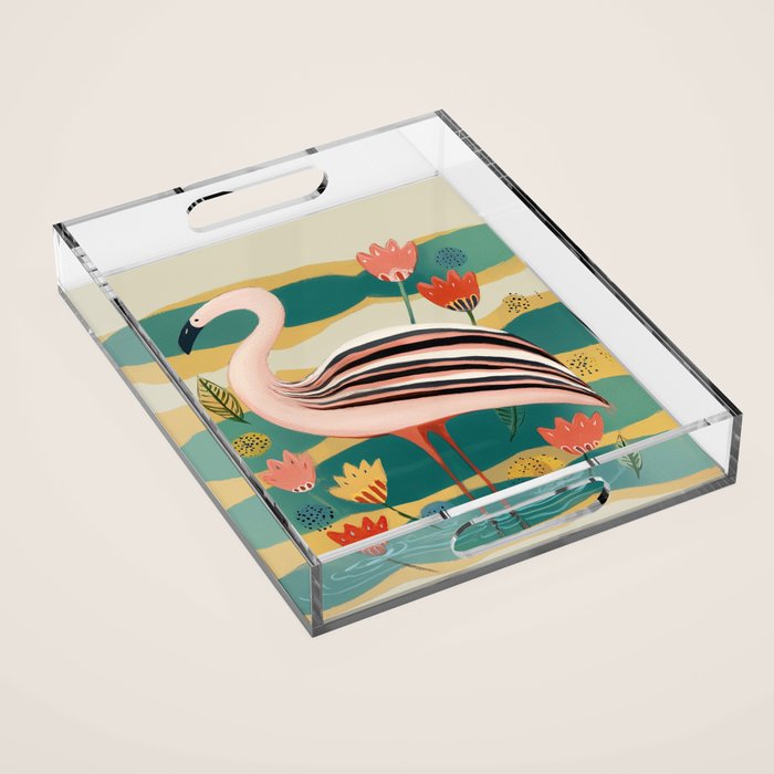 Pink Flamingo Acrylic Tray Gallery Image 1