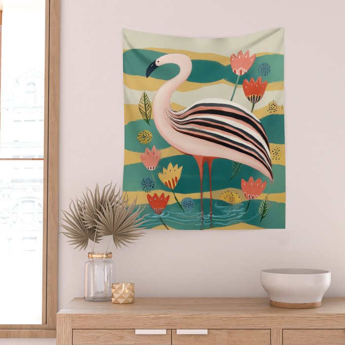 Pink Flamingo Wall Tapestry Gallery Image 2