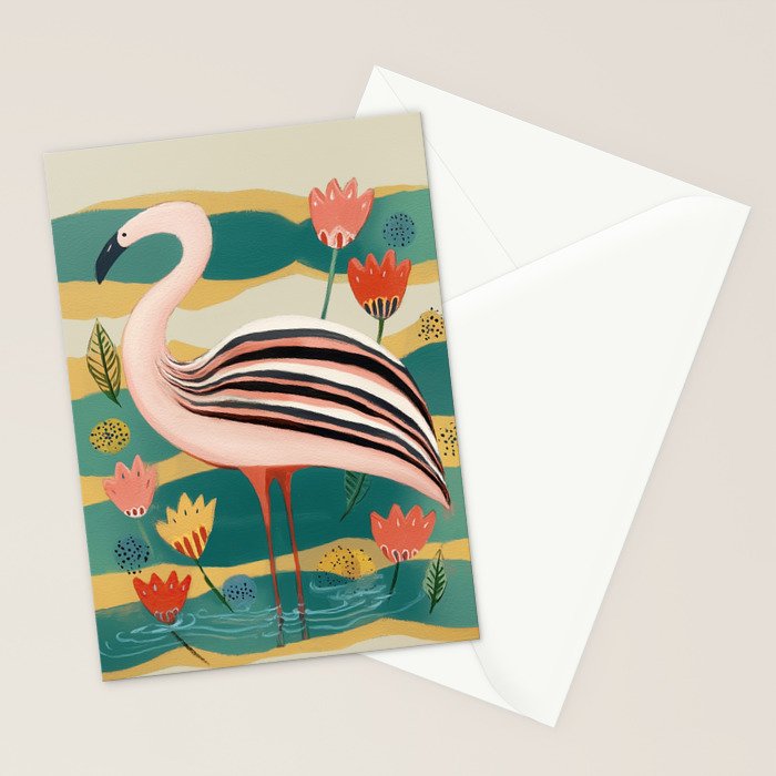 Pink Flamingo Stationery Card Gallery Image 2