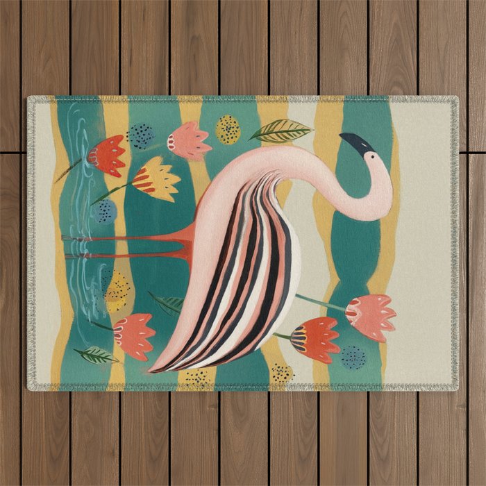Pink Flamingo Outdoor Rug Gallery Image 1