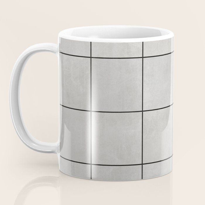 Large Grid Pattern - Grey Coffee Mug Gallery Image 3