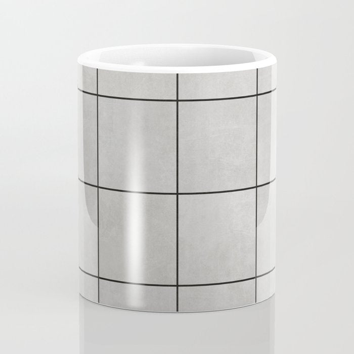 Large Grid Pattern - Grey Coffee Mug Gallery Image 4