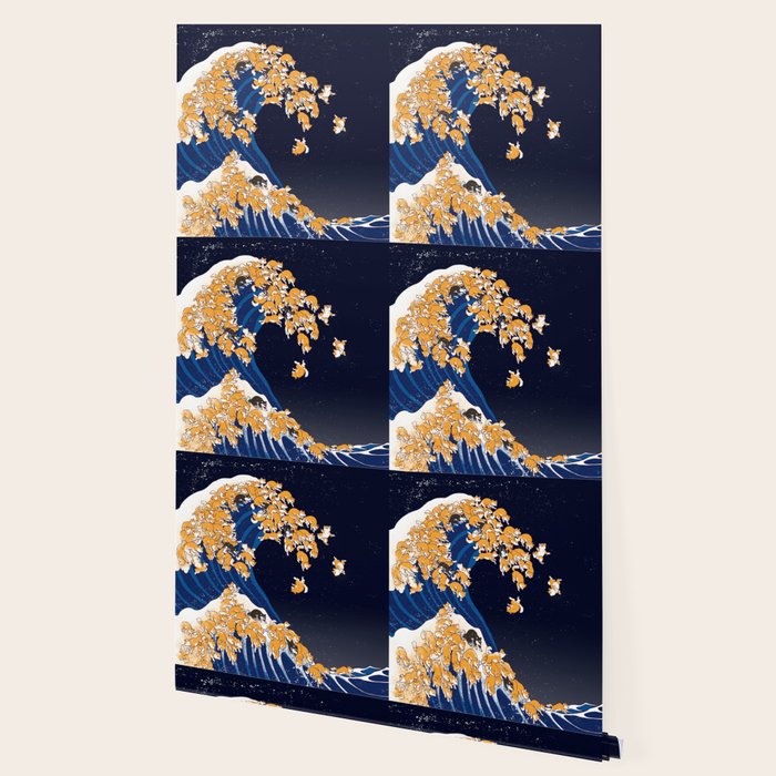 Shiba Inu The Great Wave in Night Wallpaper Gallery Image 2