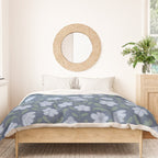 Moody Botanical Blooms on Slate Blue Duvet Cover Gallery Image 3