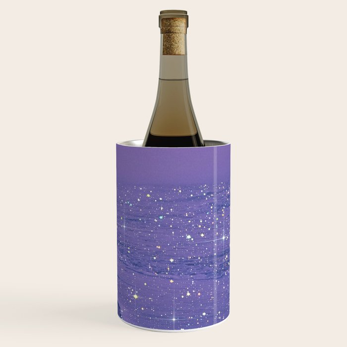 PURPLE MAGIC | seascape | glitter collage art | aesthetic of nature | yana potter digital art Wine Chiller Gallery Image 3