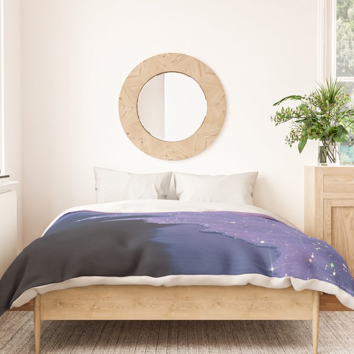 PURPLE MAGIC | seascape | glitter collage art | aesthetic of nature | yana potter digital art Duvet Cover Gallery Image 3