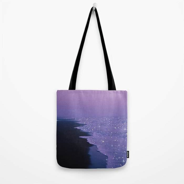 PURPLE MAGIC | seascape | glitter collage art | aesthetic of nature | yana potter digital art Tote Bag Gallery Image 2