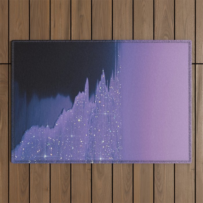 PURPLE MAGIC | seascape | glitter collage art | aesthetic of nature | yana potter digital art Outdoor Rug Gallery Image 1