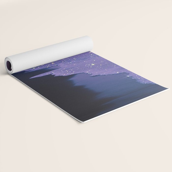 PURPLE MAGIC | seascape | glitter collage art | aesthetic of nature | yana potter digital art Yoga Mat Gallery Image 2