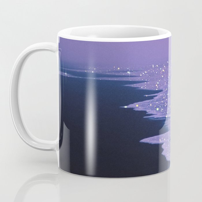 PURPLE MAGIC | seascape | glitter collage art | aesthetic of nature | yana potter digital art Coffee Mug Gallery Image 3