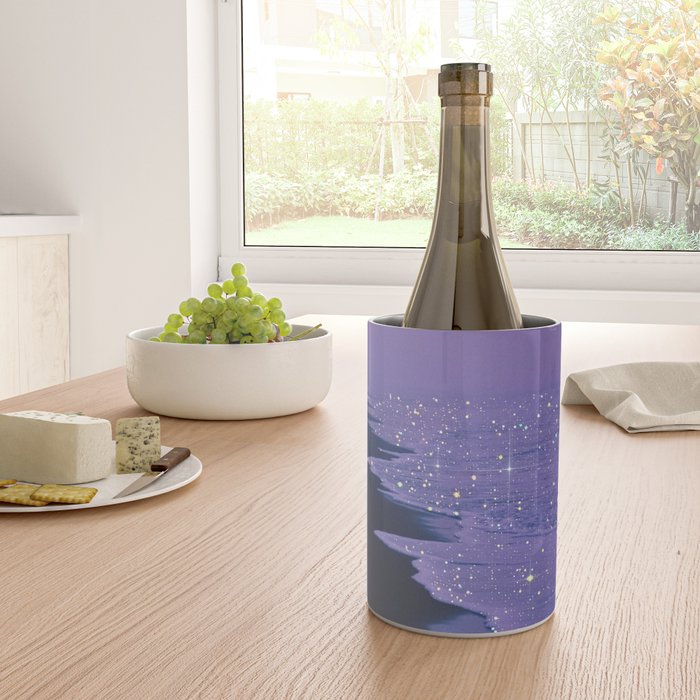 PURPLE MAGIC | seascape | glitter collage art | aesthetic of nature | yana potter digital art Wine Chiller Gallery Image 4