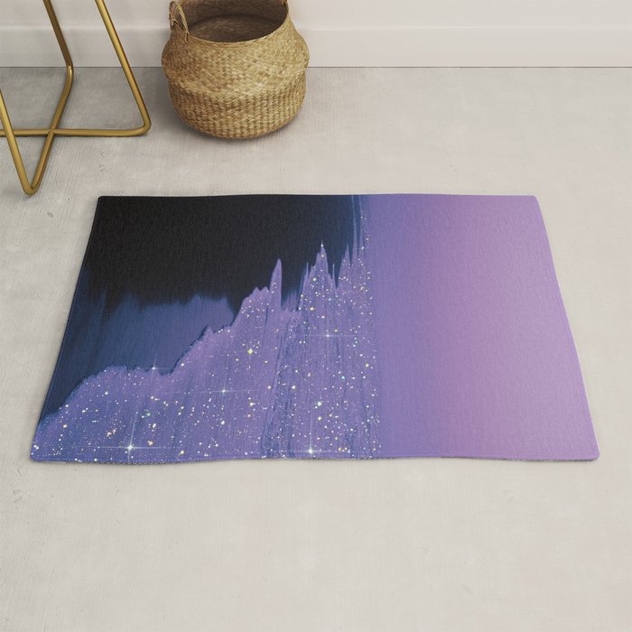 PURPLE MAGIC | seascape | glitter collage art | aesthetic of nature | yana potter digital art Rug Gallery Image 1