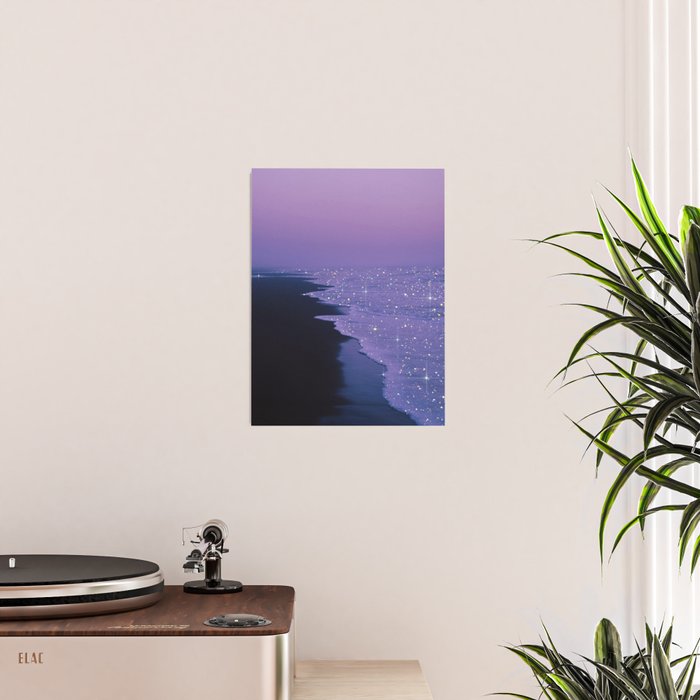 PURPLE MAGIC | seascape | glitter collage art | aesthetic of nature | yana potter digital art Poster Gallery Image 2
