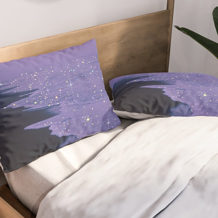 PURPLE MAGIC | seascape | glitter collage art | aesthetic of nature | yana potter digital art Pillow Sham Gallery Image 2