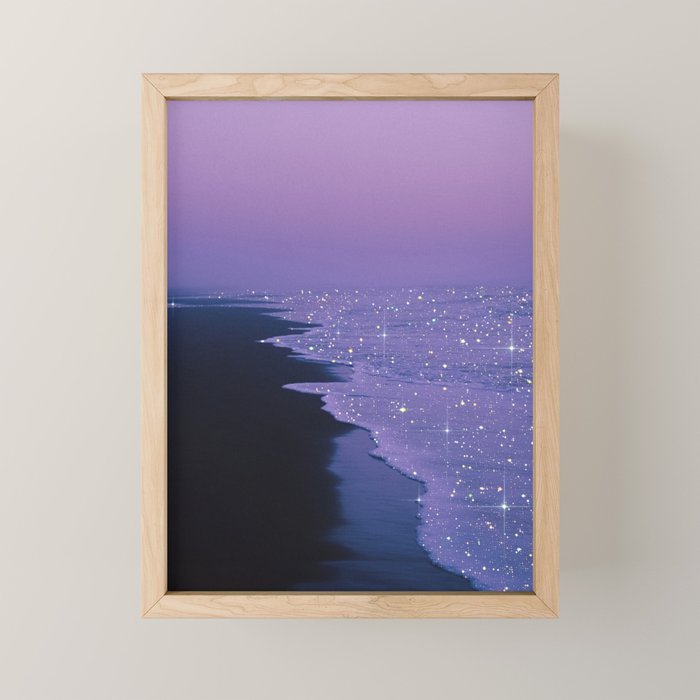 PURPLE MAGIC | seascape | glitter collage art | aesthetic of nature | yana potter digital art Mini Art Print Gallery Image 1