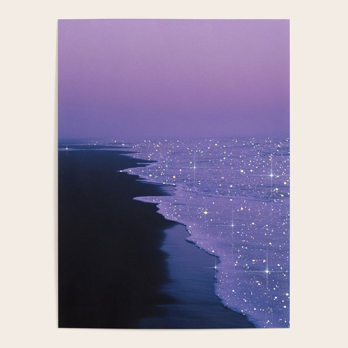 PURPLE MAGIC | seascape | glitter collage art | aesthetic of nature | yana potter digital art Poster Gallery Image 4