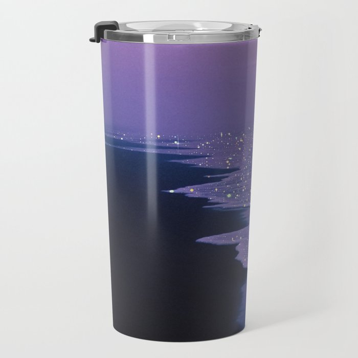 PURPLE MAGIC | seascape | glitter collage art | aesthetic of nature | yana potter digital art Travel Mug Gallery Image 3
