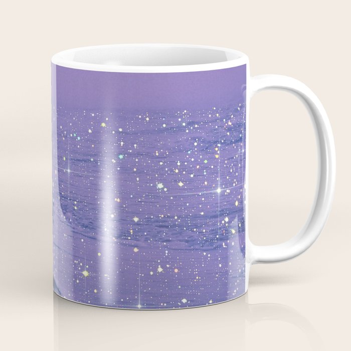 PURPLE MAGIC | seascape | glitter collage art | aesthetic of nature | yana potter digital art Coffee Mug Gallery Image 1