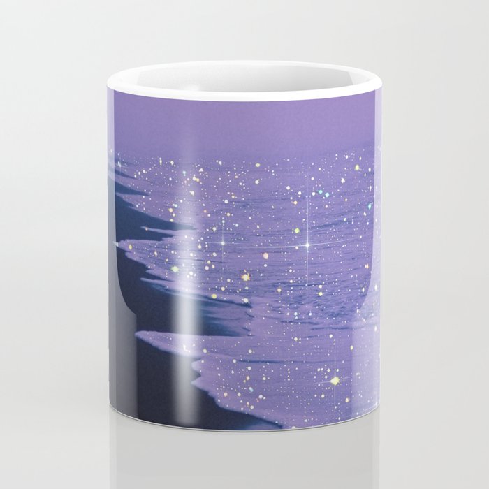 PURPLE MAGIC | seascape | glitter collage art | aesthetic of nature | yana potter digital art Coffee Mug Gallery Image 4