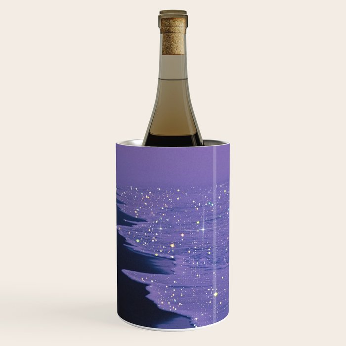 PURPLE MAGIC | seascape | glitter collage art | aesthetic of nature | yana potter digital art Wine Chiller Gallery Image 1
