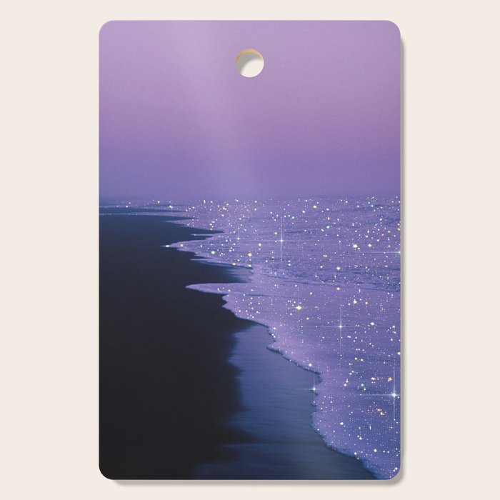PURPLE MAGIC | seascape | glitter collage art | aesthetic of nature | yana potter digital art Cutting Board Gallery Image 1