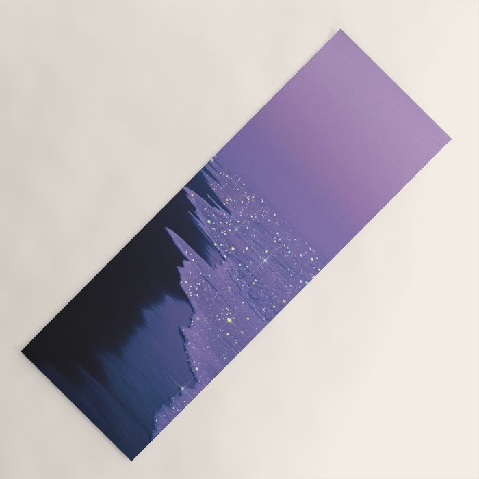 PURPLE MAGIC | seascape | glitter collage art | aesthetic of nature | yana potter digital art Yoga Mat Gallery Image 1