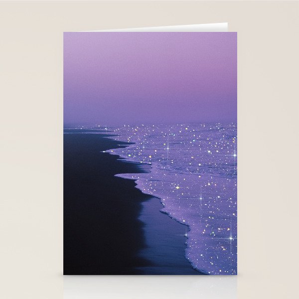 PURPLE MAGIC | seascape | glitter collage art | aesthetic of nature | yana potter digital art Stationery Card Gallery Image 2