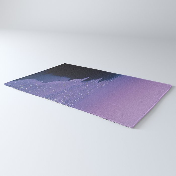 PURPLE MAGIC | seascape | glitter collage art | aesthetic of nature | yana potter digital art Rug Gallery Image 3