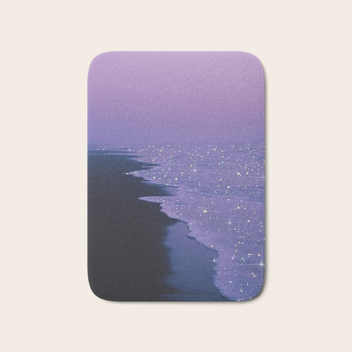 PURPLE MAGIC | seascape | glitter collage art | aesthetic of nature | yana potter digital art Bath Mat Gallery Image 1