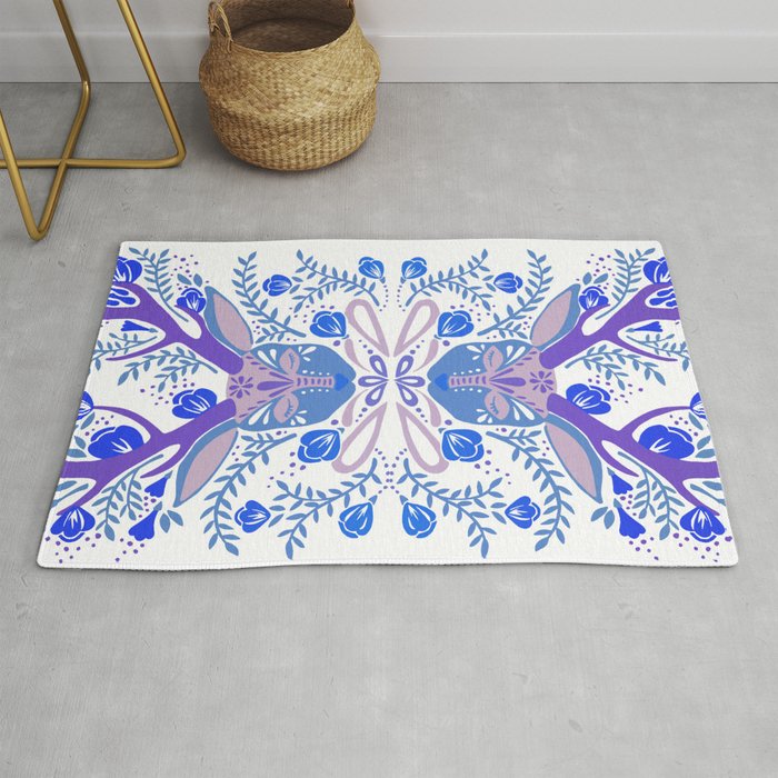Floral Antlers - Blue Palette Rug Gallery Image 1