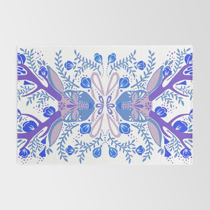 Floral Antlers - Blue Palette Rug Gallery Image 2